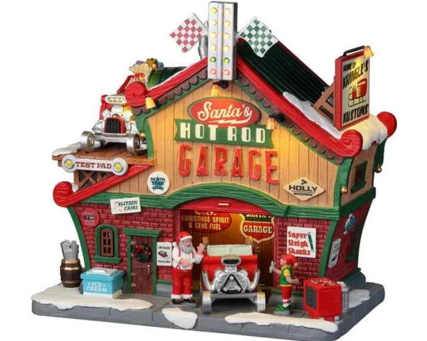 Lemax Village Collection Santa's Hot Rod Garage, With 4.5V Adaptor #25863