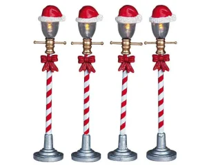 Lemax Village Collection Santa Hat Street Lamp, Set Of 4 #64472