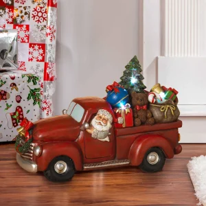 Gerson International Lighted Holiday Truck With Santa And Christmas Gifts