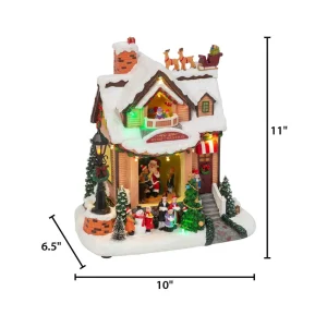 Gerson International Lighted Musical Christmas Holiday House With Moving Scene