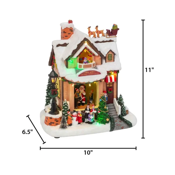 Gerson International Lighted Musical Christmas Holiday House With Moving Scene