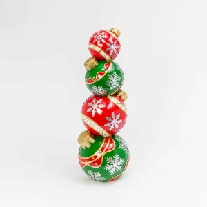 Gerson International Lighted Stack Of Red And Green Christmas Ornaments