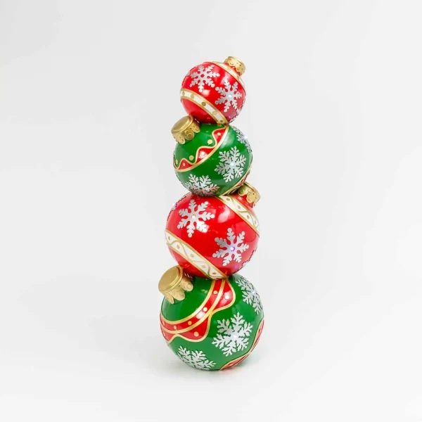 Gerson International Lighted Stack Of Red And Green Christmas Ornaments