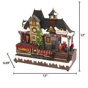Gerson International Musical Christmas Holiday Village With Lighted Train Station