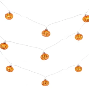 Gerson International Orange Glass Fall Pumpkin Fairy Light String, Halloween Decor
