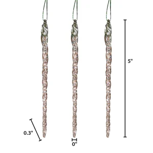 Gerson International 20-Pack, Real Spun Glass Hanging Icicle Ornaments (Set Of 3, 60Pc Total)