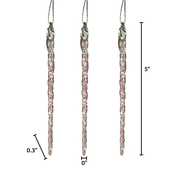 Gerson International 20-Pack, Real Spun Glass Hanging Icicle Ornaments (Set Of 3, 60Pc Total)