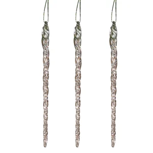 Gerson International 20-Pack, Real Spun Glass Hanging Icicle Ornaments (Set Of 3, 60Pc Total)