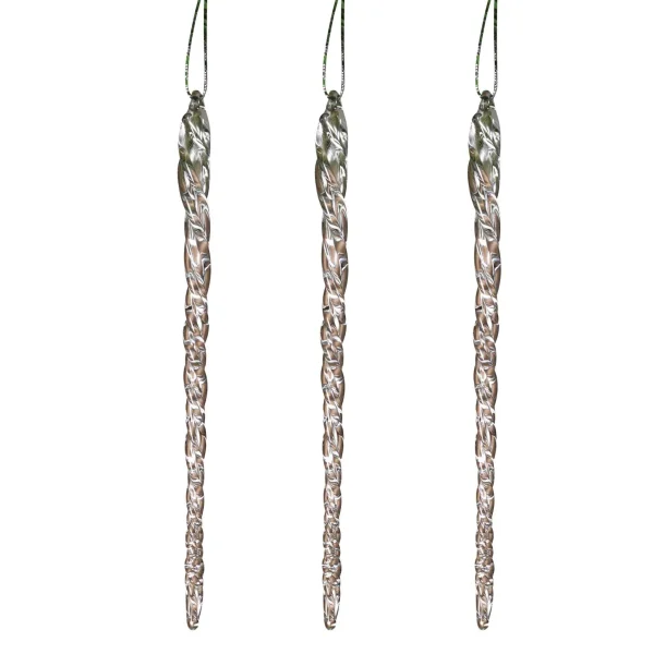 Gerson International 20-Pack, Real Spun Glass Hanging Icicle Ornaments (Set Of 3, 60Pc Total)