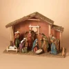 Gerson International 9 Piece Traditional Religious Nativity Scene With Moss Stable