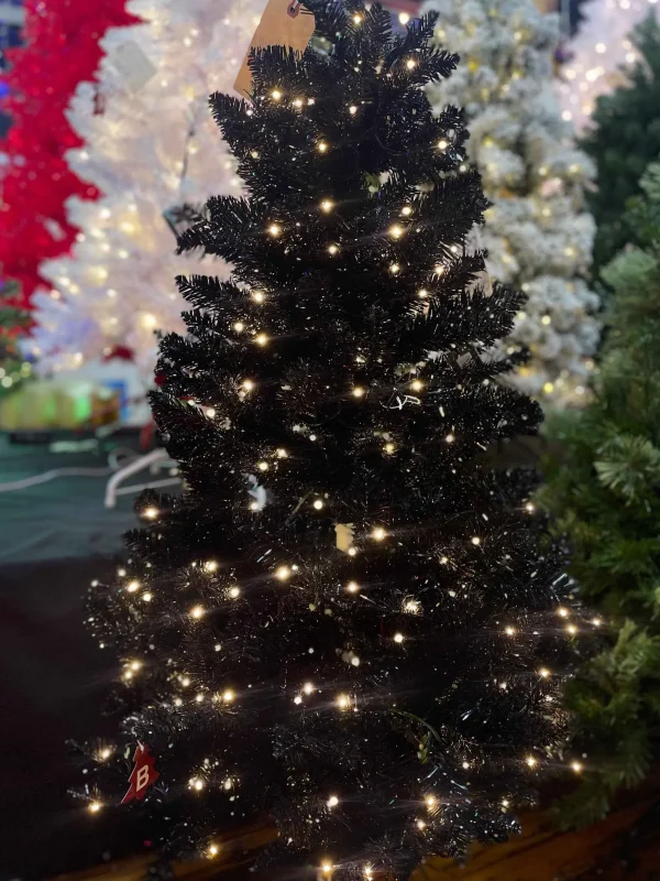 Puleo International 4.5Ft Evergreen Spruce Shiny Black Tree #114-Esbk-45Lwf3K250