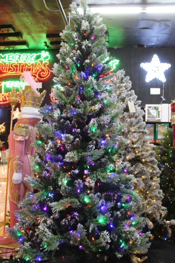 Puleo International 7.5Ft Pre-Lit Snowy Silverton Pine Slim Tree ##114-Sspsl-75F5Lm45