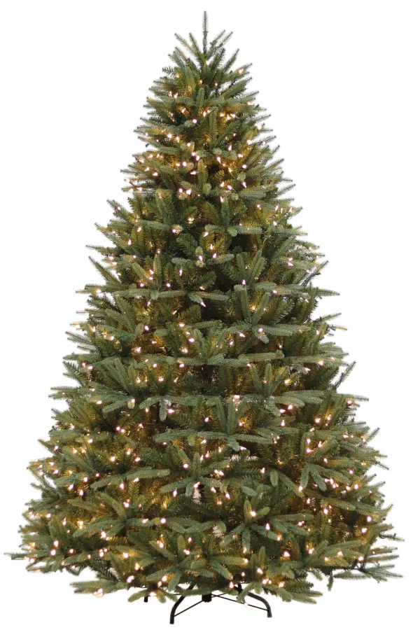 Puleo International 6.5Ft Pre-Lit Real-Feel Washington Valley Spruce Quick Connect Tree With Warm White Led Lights #114-Wvg-65Qf5Lw7