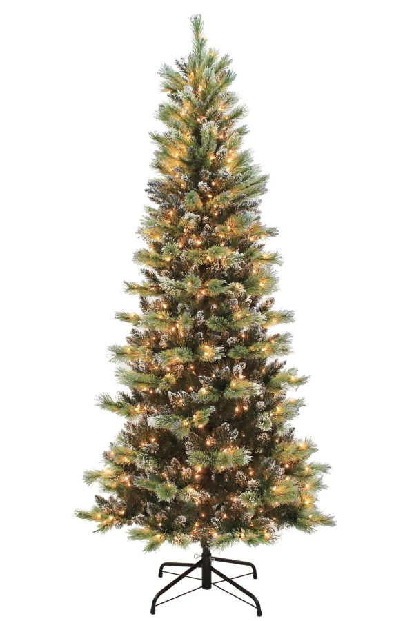 Puleo International 7.5Ft Pre-Lit Snowy Silverton Pine Slim Tree #114-Sspsl-75F5Lw45