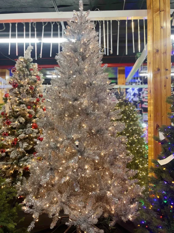 Puleo International 7.5Ft Pre-Lit Evergreen Spruce Shiny White Quick Connect Tree With Multi-Function Warm White To Multi Led Lights #114-Esw-75Qld3K7