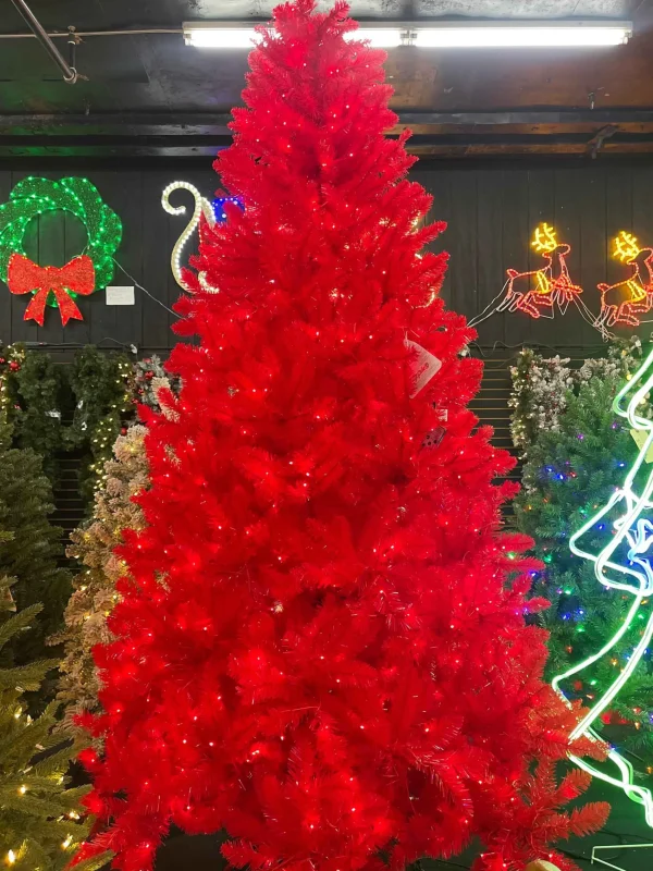 Puleo International 7.5Ft Shiny Red Evergreen Spruce Tree In Red #114-Esr-75Qlrf3K7