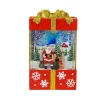 Arys Imports Red And Gold Square Gift Box With Led Warm White Light Up Santa And Dog Winter Scene Spinning Glitter Waterglobe