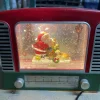 Arys Imports Red And Green Antique Radio With Led Warm White Light Up Santa With Toys Scene Spinning Glitter Waterglobe