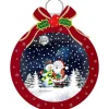 Arys Imports Red Snowing Christmas Ball With Santa And Snowman