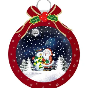 Arys Imports Red Snowing Christmas Ball With Santa And Snowman
