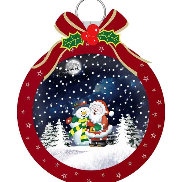 Arys Imports Red Snowing Christmas Ball With Santa And Snowman