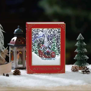 Arys Imports Red Snowing Christmas Book With Santa