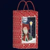 Arys Imports Red Snowing Square Handbag With Santa