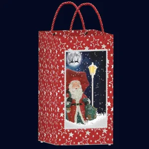 Arys Imports Red Snowing Square Handbag With Santa