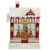 Arys Imports Red Snowy Bakery With Led Warm White Light Up Gingerbread Family Shop Spinning Glitter Waterglobe