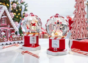 Gerson International Retro Christmas Holiday Water Globes, Lighted With Timer