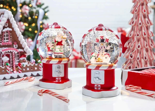 Gerson International Retro Christmas Holiday Water Globes, Lighted With Timer