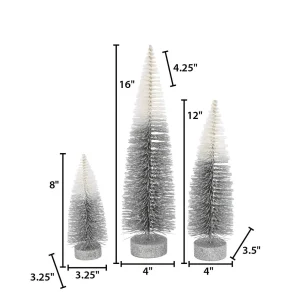 Gerson International S/3 Grey To White Ombre Bottle Brush Trees, Lg Is 16-In H, Med Is 12-In H, Sm Is 8-In H