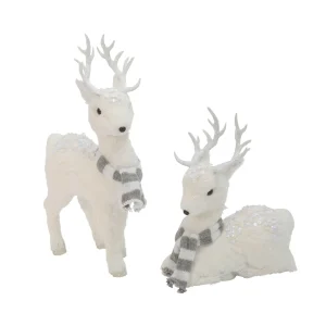Gerson International Set Of 2 Assorted Deer Figurines With Scarves