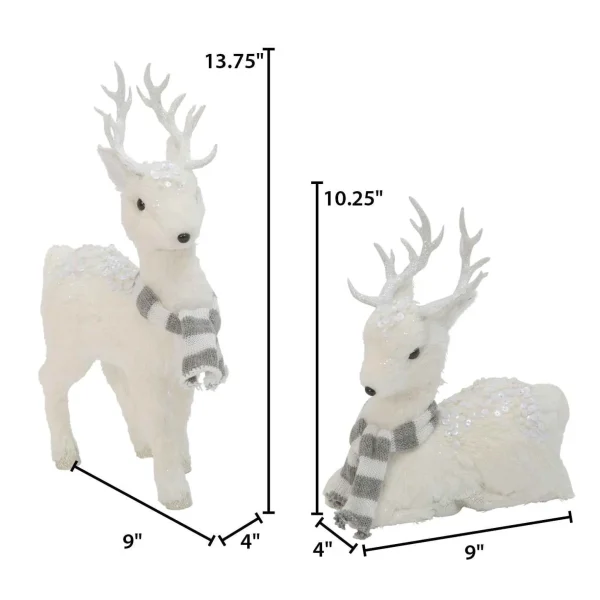 Gerson International Set Of 2 Assorted Deer Figurines With Scarves
