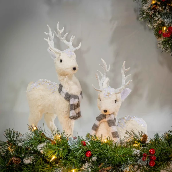 Gerson International Set Of 2 Assorted Deer Figurines With Scarves