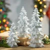 Gerson International Set Of 3 Assorted Resin White Glitter Winter Trees