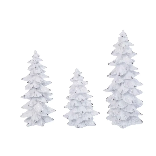 Gerson International Set Of 3 Assorted Resin White Glitter Winter Trees