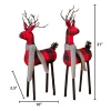 Gerson International Set Of 2 Christmas Holiday Deer Figurines, Red And Black Plaid