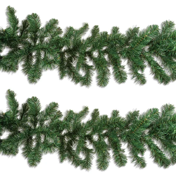 Gerson International Set Of 2 Christmas Holiday Balsam Pine Garland, 9 Foot Long