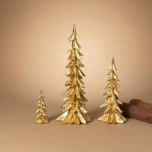 Gerson International Set Of 3 Elegant Gold Christmas Trees