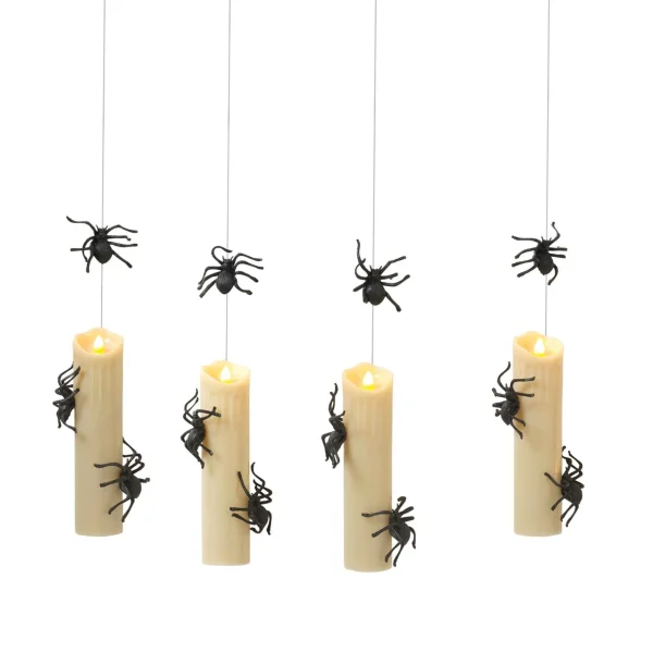 Gerson International Set Of 4 Floating Halloween Spider Candles With Remote, Timer