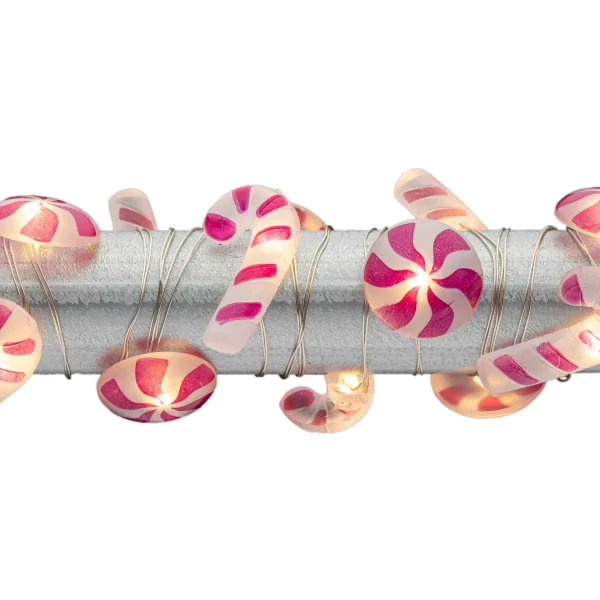Gerson International Set Of 3 10Ft L Battery Operated Acrylic Candy Cane Micro Led Light String, 30 Warm White Lights