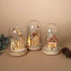 Gerson International Set Of 3 Holiday Scene Lighted Glass Domes