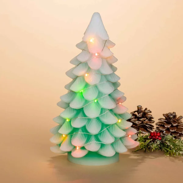 Gerson International Set Of 2 9.05-In H Battery- Operated Lighted Green Christmas Tree With Color Changing Led Lights