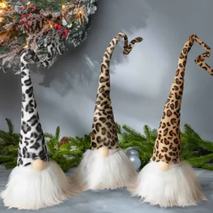 Gerson International Set Of 3 Leopard Print Gnomes