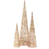 Gerson International Set Of 3 Lighted Holiday Cones