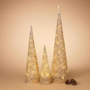 Gerson International Set Of 3 Lighted Holiday Cones