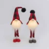 Gerson International Set Of 2 Lighted Plush Red And Black Plaid Holiday Standing Gnomes, Battery Operated