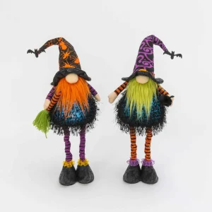Gerson International Set Of 2 Lighted Plush Standing Spooky Halloween Gnomes
