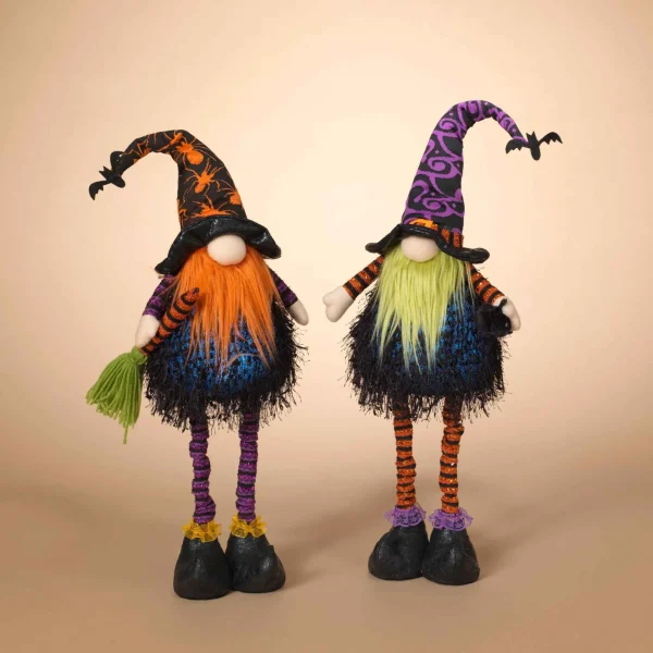 Gerson International Set Of 2 Lighted Plush Standing Spooky Halloween Gnomes